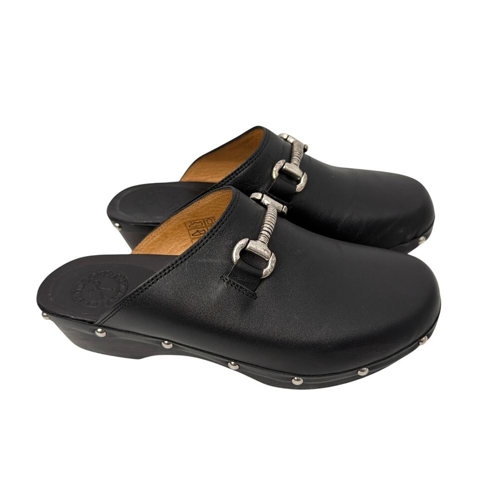 Penelope Chilvers Clogs Women’s Size 7 Horsebit Studded Black Leather 38 EU